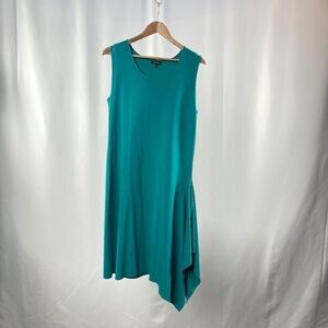 J. Peterman Sleeveless Asymmetric Dress in Teal Size Small